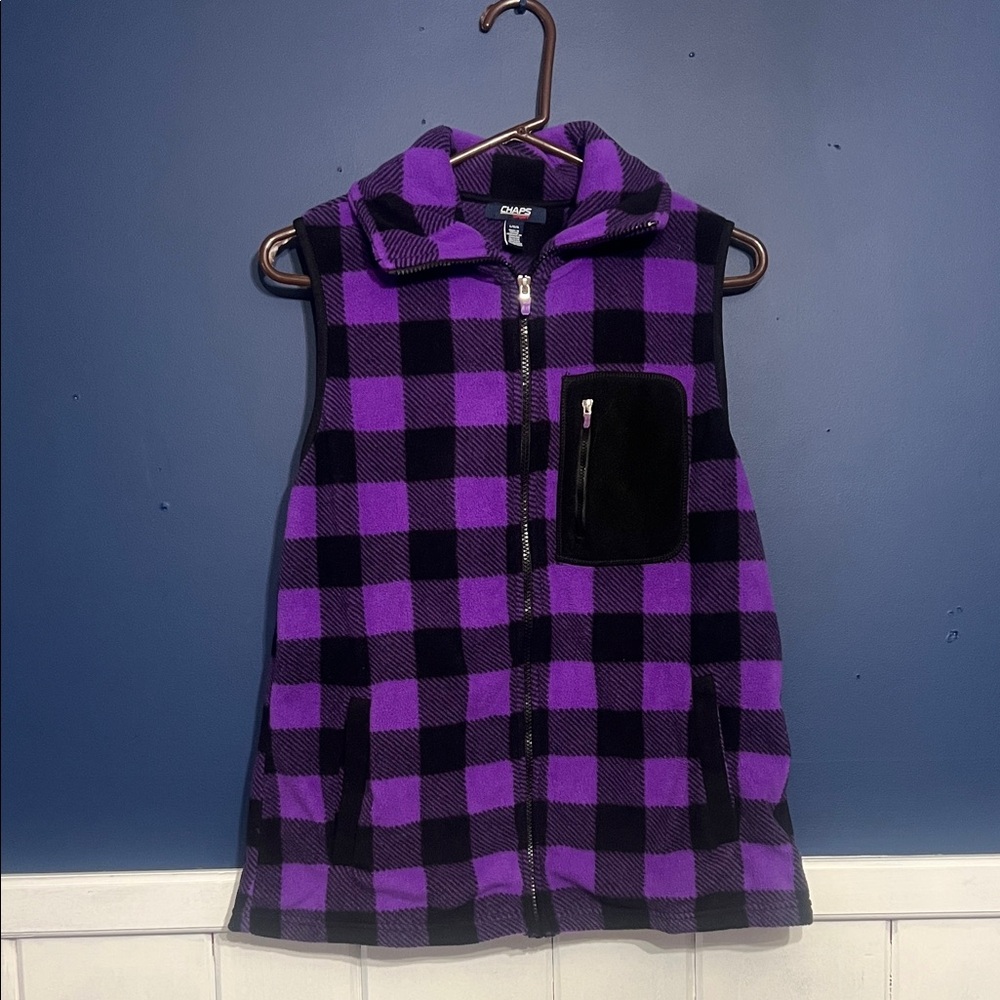 Chaps Sport Purple and Black buffalo  Plaid Vest sz L